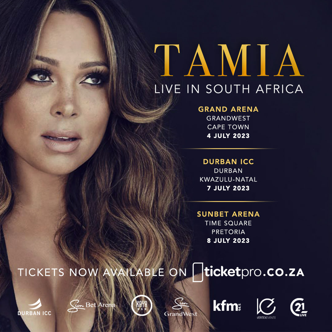 TAMIA BACK IN SA FOR A THREE CITY TOUR