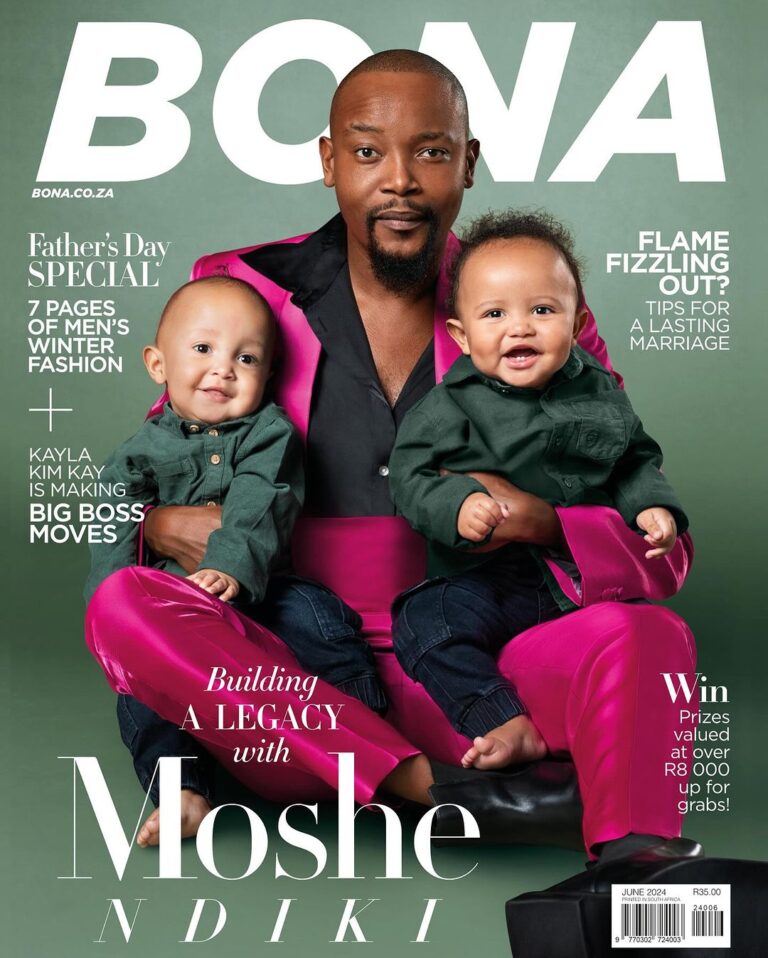 Moshe Ndiki shines on Bona magazine with his sons